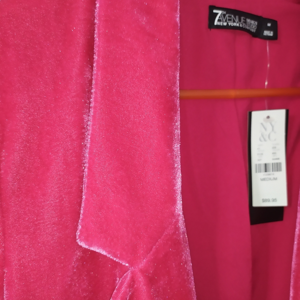Hot Pink Velvet Blazer Size M